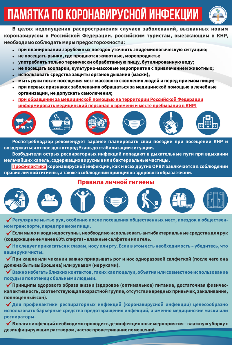 Памятка по коронавирусной инфекции